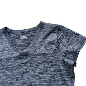 HEAD Womens Sz Small Heather Gray Polyester V-neck Short Sleeve Athletic T-shirt